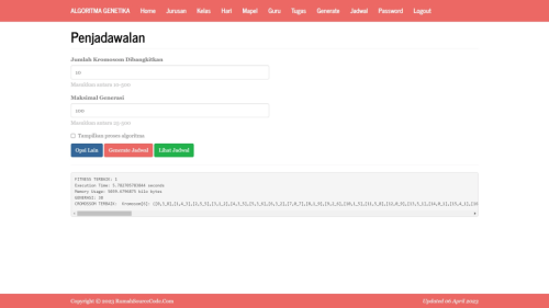 Source Code Algoritma Genetika Penjadwalan SMA PHP