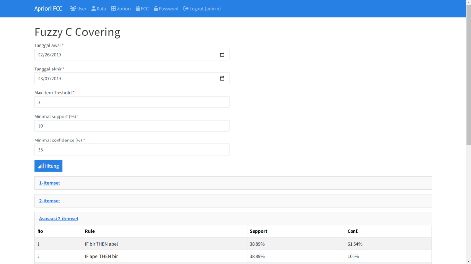 Source Code Apriori Fuzzy C Covering PHP