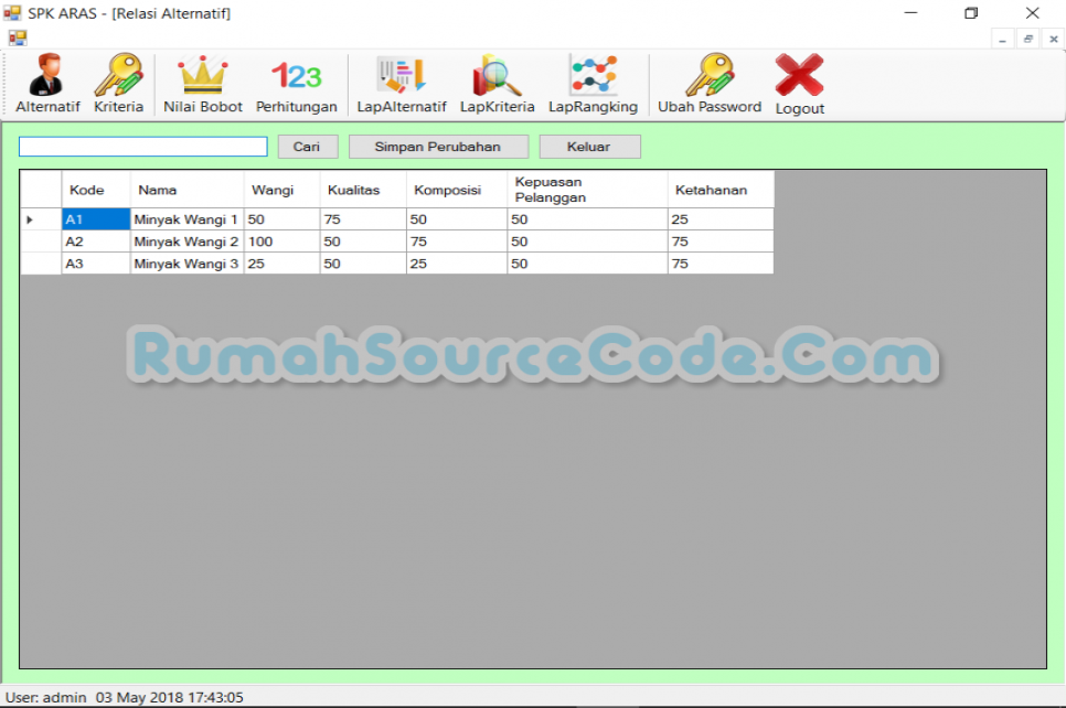 Source Code SPK Metode ARAS VB.Net