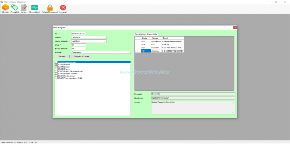Source Code Sistem Pakar Metode Naive Bayes Classifier VB