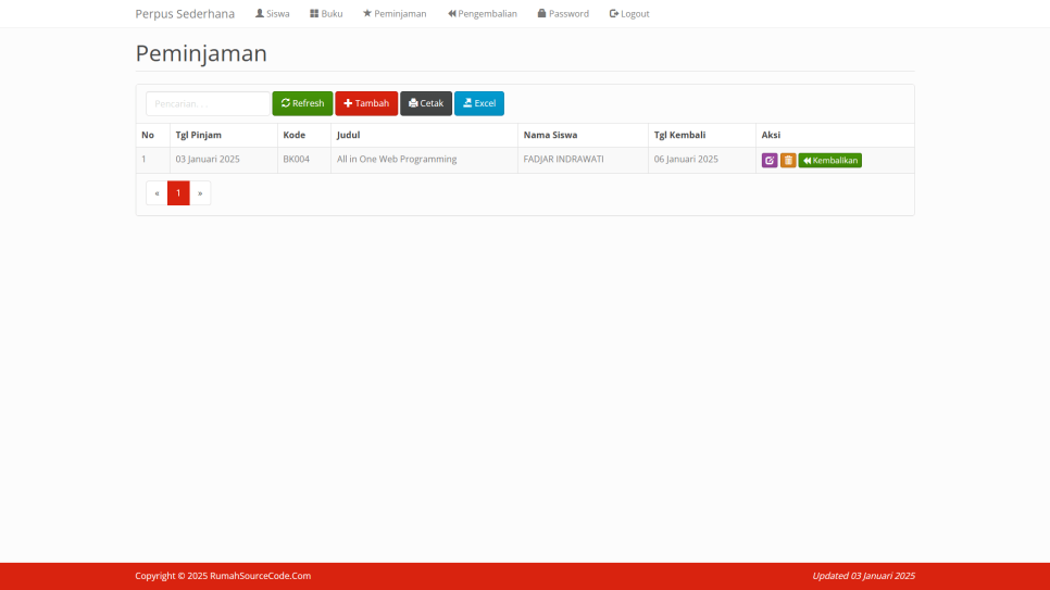 Source Code Sistem Informasi Perpustakaan Sederhana PHP