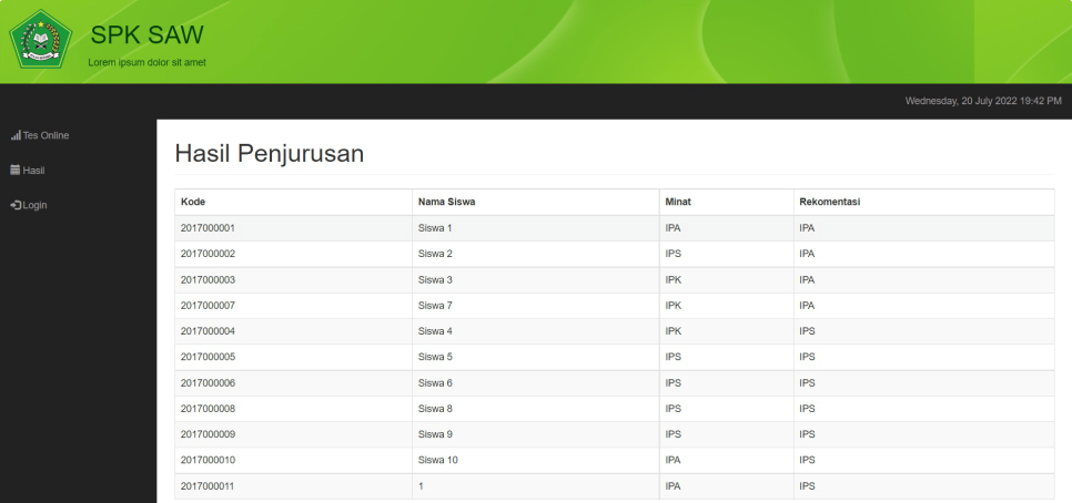 Source Code SPK Metode SAW Penjurusan PHP