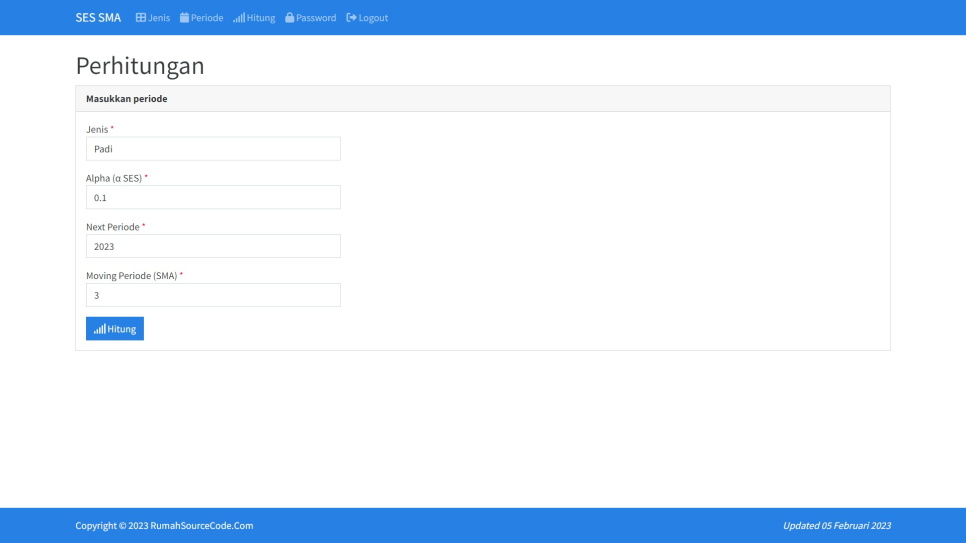 Source Code Forecasting Metode SES SMA PHP