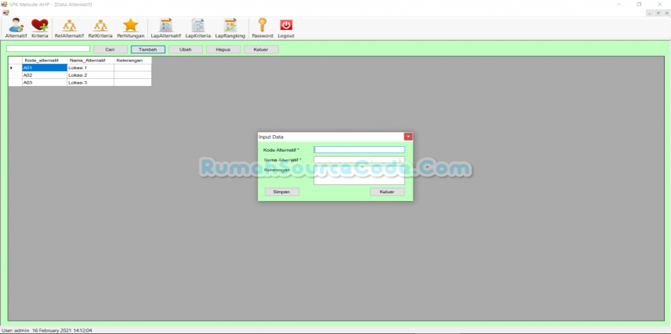SPK Metode AHP VB Form Alternatif
