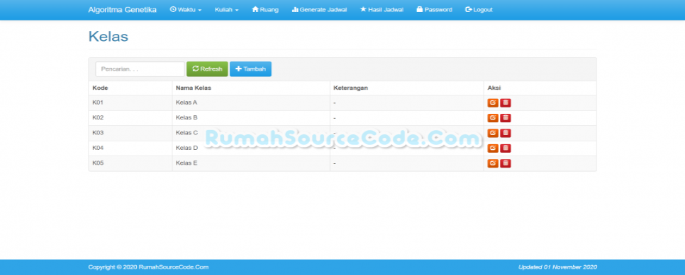 Algoritma Genetika Penjadwalan PHP Data Kelas
