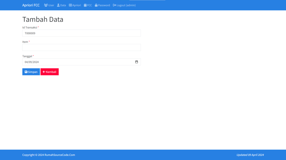 Apriori FCC PHP Data Tambah