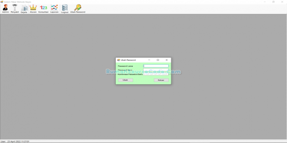 Sistem Pakar Metode Bayes VB Form Password