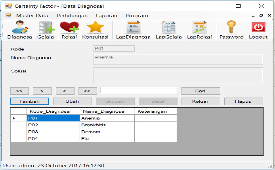 Sistem Pakar Certainty Factor VB Diagnosa