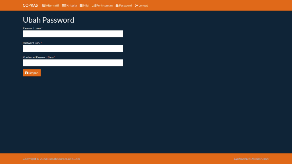 COPRAS PHP Password
