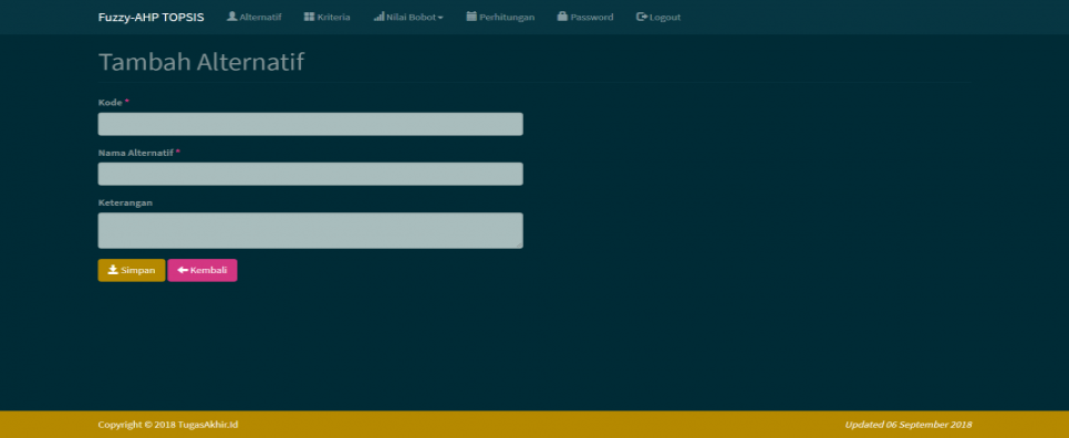 Fuzzy AHP TOPSIS PHP Alternatif Tambah