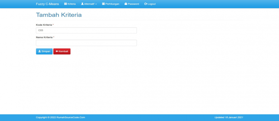 FCM PHP Kriteria Tambah