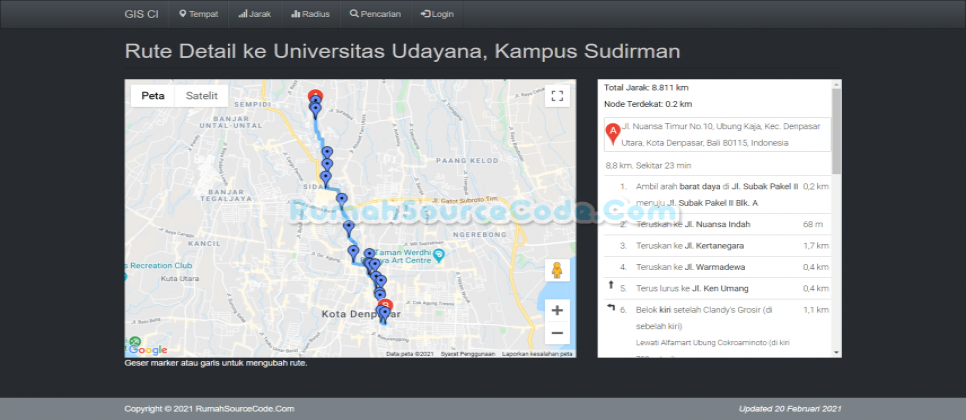 GIS Codeigniter Detail Rute