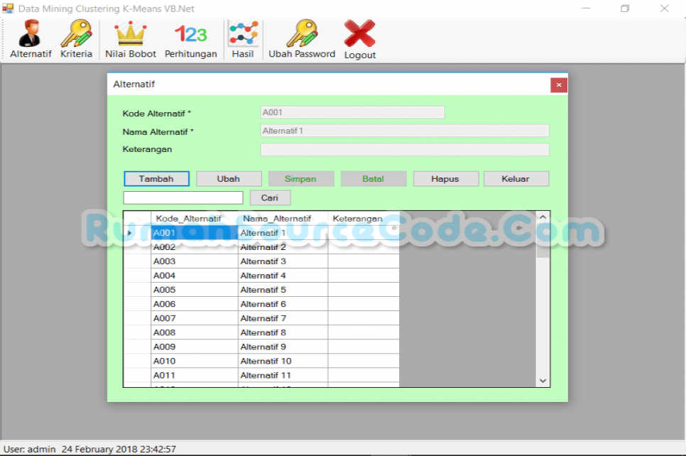 Data Mining Clustering K Means VB Alternatif