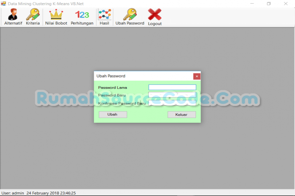 Data Mining Clustering K Means VB Password