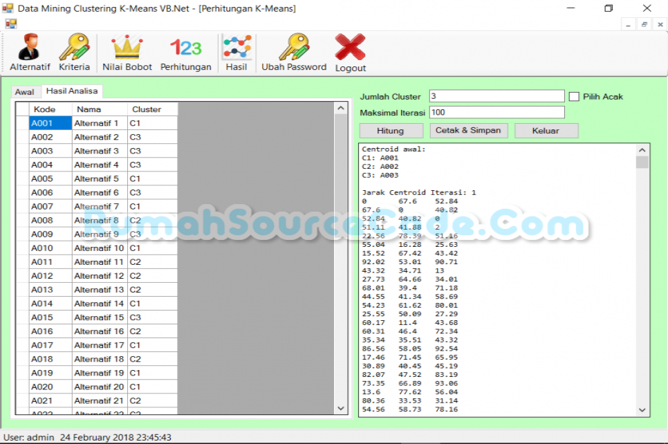 Data Mining Clustering K Means VB Perhitungan
