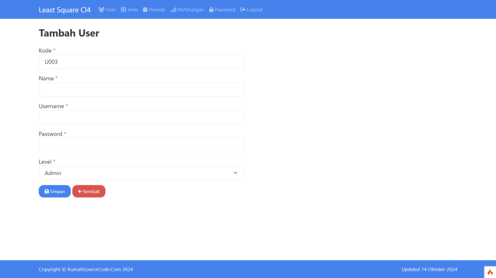 Least Square CI4 User Tambah