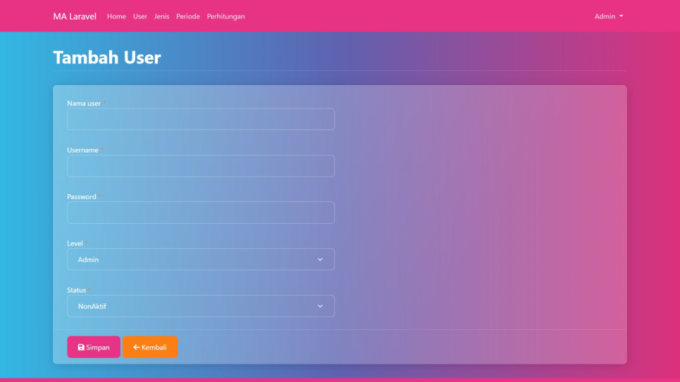 MA Laravel User Tambah