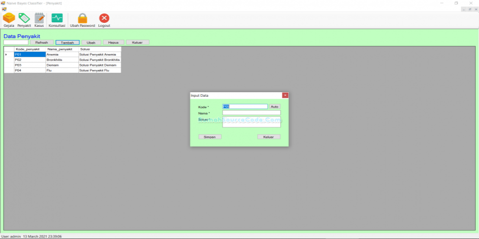 Sistem Pakar Naive Bayes VB Penyakit