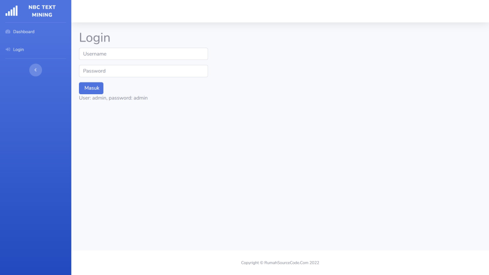 NBC Text Mining PHP Login