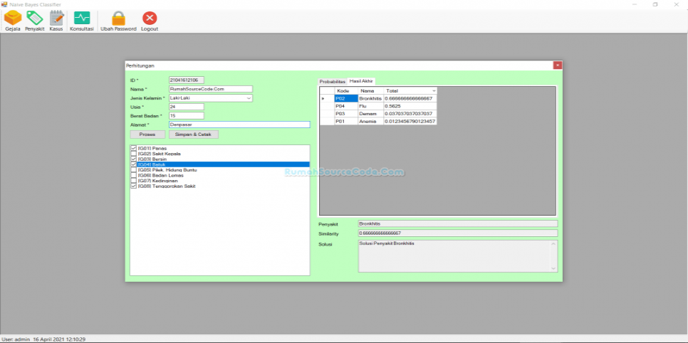 Sistem Pakar NBC VB Perhitungan