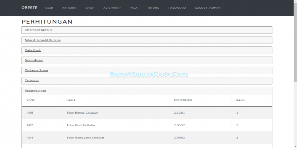 Oreste PHP Perhitungan
