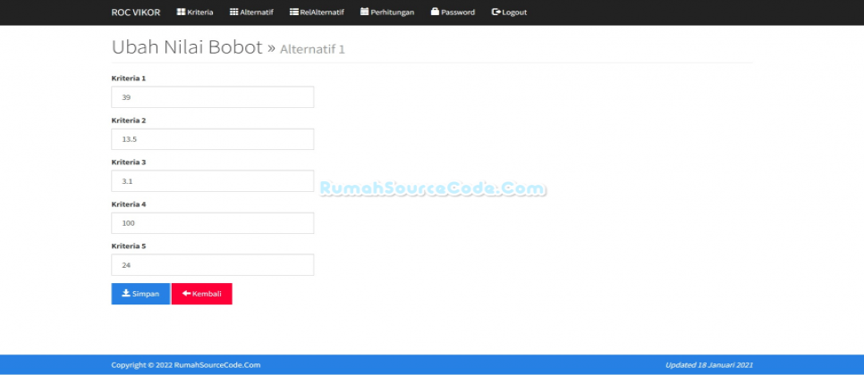ROC VIKOR PHP Rel Alternatif Ubah