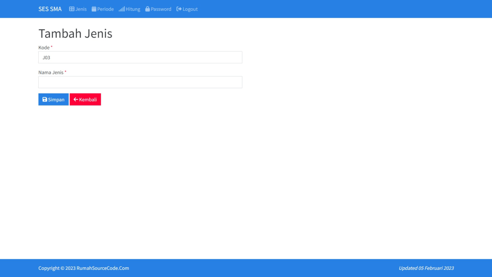 SES SMA PHP Jenis Tambah