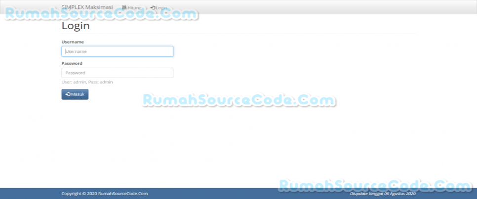 Source Code Simplex Maksimasi PHP Login