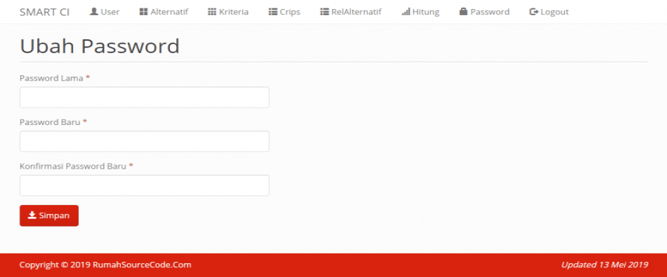SPK Metode SMART CodeIgniter Password
