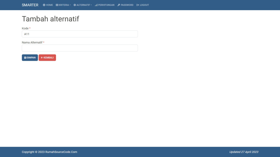 SMARTER PHP Alternatif Tambah