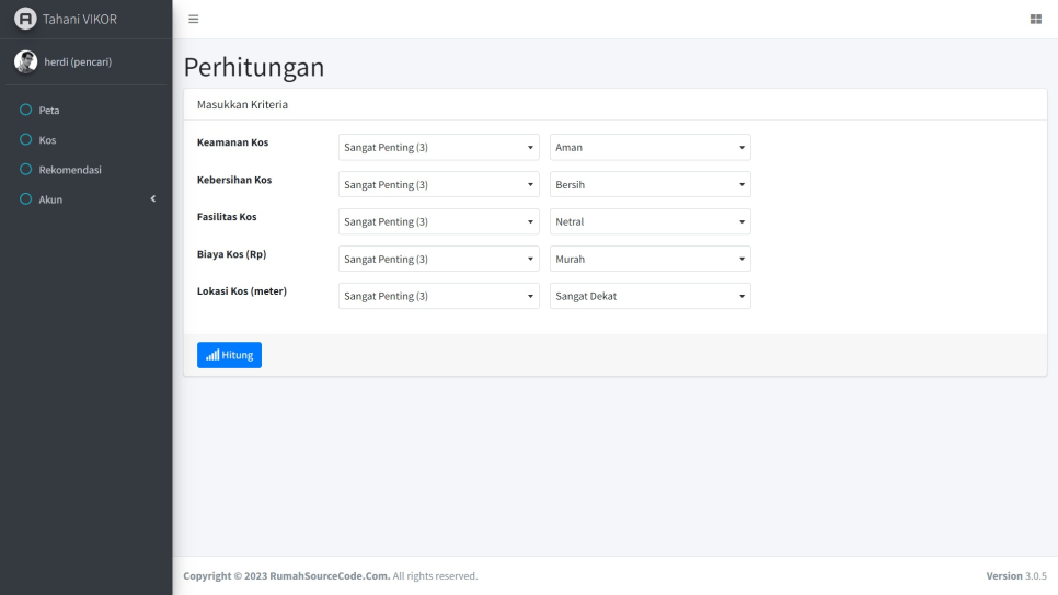 Tahani VIKOR PHP Hitung