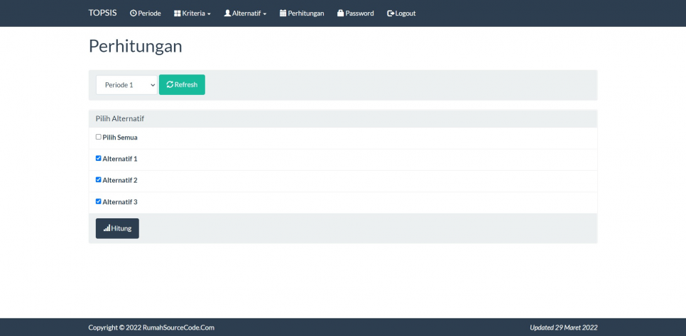 TOPSIS Periode Codeigniter Hitung Form
